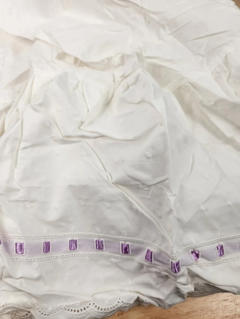 Pottery Barn Kids Ribbon Swiss Dot Crib Bed Skirt 28